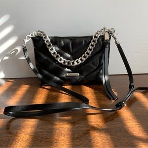 Rebecca Minkoff Edie XBody W/Chain Crossbody In Black /Silver Hardware MSRP $248